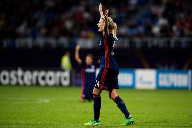 180524 Ada Hegerberg of Lyon celebrates after winning the UEFA Womens Champions League final between VfL Wolfsburg and Olympique Lyonnais on May 24, 2018 in Kyiv Photo Vegard Wivestad Cave BILDBYRAN Code VG 170174  Copyright: VEGARDxWIVESTADxGRoTT BB180524BB093