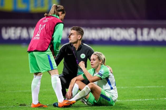WOMEN SOCCER - UEFA Women CL, Wolfsburg vs Lyon KIEV,UKRAINE,24.MAY.18 - WOMEN SOCCER - UEFA Women Champions League, final, VfL Wolfsburg vs Olympique Lyon. Image shows the disappointment of LenaÊGoessling (Wolfsburg). GEPAxpictures xMaticxKlansek