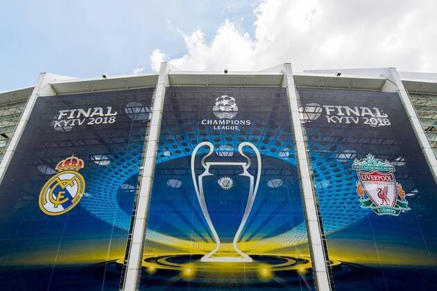 180525 General exterior view of the NSC Olimpiyskiy stadium ahead of the UEFA Champions League final between Real Madrid and Liverpool on May 25, 2018 in Kyiv Photo Vegard Wivestad GRAD PICTURE BENCH N Code VG 170175  Copyright: VEGARDxWIVESTADxGR¯TT BB180525BB002