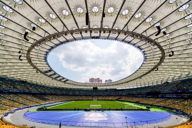 180525 General interior view of the NSC Olimpiyskiy stadium ahead of the UEFA Champions League final between Real Madrid and Liverpool on May 25, 2018 in Kyiv Photo Vegard Wivestad GRAD PICTURE BENCH N Code VG 170175  Copyright: VEGARDxWIVESTADxGR¯TT BB180525BB007