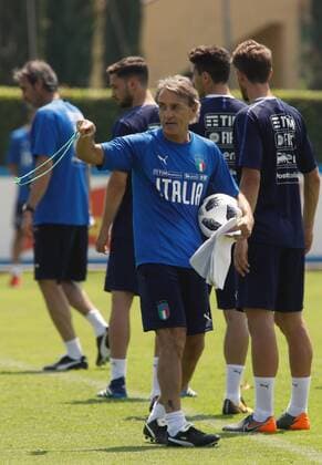 Photo Maro Bucco - LaPresseMay 25th, 2018 Coverciano - Florence, ItalySportNational A retreatIn the pic: The Italian Team and Roberto Mancini during this morning training session at the technical center of Coverciano  Copyright: xMarcoxBuccox-xLaPressex
