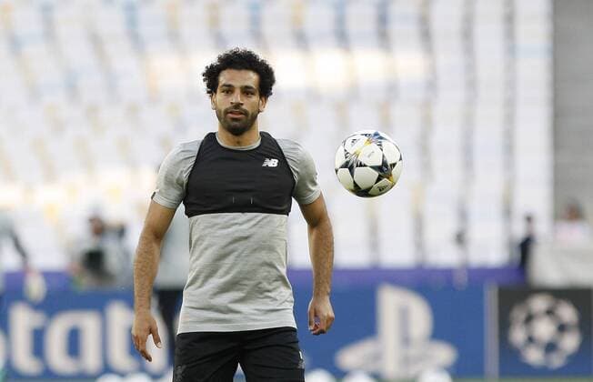 May 25, 2018 - Kiev, Ukraine - Liverpool s MOHAMED SALAH attends a a training session at the NSC Olimpiyskiy stadium in Kiev, Ukraine, on 25 May 2018. Real Madrid will face Liverpool FC in the UEFA Champions League final at the NSC Olimpiyskiy stadium in Kiev on 26 May 2018. Real Madrid vs Liverpool FC - ZUMAg194 20180525_zap_g194_017 Copyright: xSergxGlovnyx
