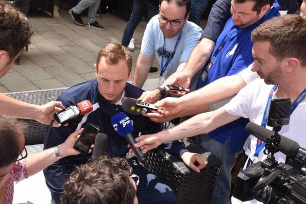 Handball Players of Montpellier HB on 25 05 2018 in Cologne at the Media Call for the Handball Champions League VELUX EHF FINAL4 2018 which takes place on 26 and 27 May in Cologne