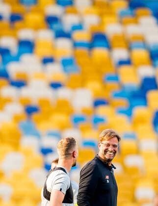 180525 Jürgen Klopp head coach of Liverpool and Jordan Henderson during a training session on May 25, 2018 in Kyiv Photo Vegard Wivestad GRAD PICTURE BODY N Code VG 170176  Copyright: VEGARDxWIVESTADxGR¯TT BB180525BB044