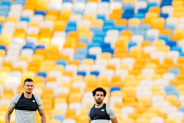 180525 Dejan Lovren and Mohamed Salah of Liverpool during a training session on May 25, 2018 in Kyiv Photo Vegard Wivestad Gray BILDBYR N code VG 170176  Copyright: VEGARDxWIVESTADxGR¯TT BB180525BB055