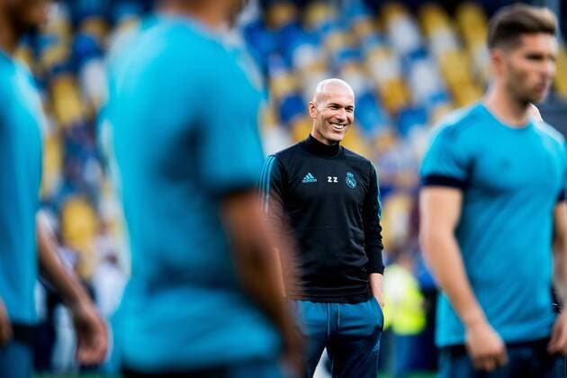 180525 Zinedine Zidane head coach of Real Madrid during a training session on May 25 2018 in Kyiv Photo Vegard Wivestad Grott BILDBYRAN Code VG 170177  Copyright: VEGARDxWIVESTADxGRoTT BB180525BB067