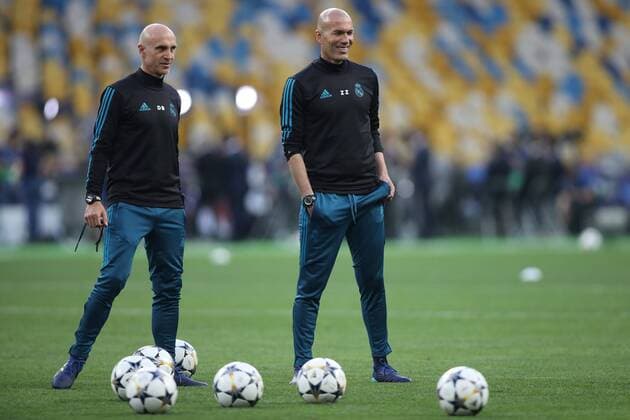 SOCCER - UEFA CL final, Liverpool vs Real, preview KIEV,UKRAINE,25.MAY.18 - SOCCER - UEFA Champions League, final, Liverpool FC vs Real Madrid CF, preview, training of Real. Image shows assistant coach David Bettoni and head coach Zinedine Zidane (Madrid). GEPAxpictures xMaticxKlansek