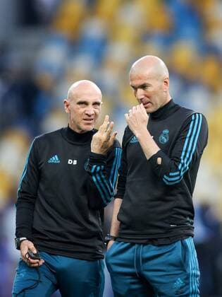 SOCCER - UEFA CL final, Liverpool vs Real, preview KIEV,UKRAINE,25.MAY.18 - SOCCER - UEFA Champions League, final, Liverpool FC vs Real Madrid CF, preview, training of Real. Image shows assistant coach David Bettoni (Madrid) and head coach Zinedine Zidane (Madrid). GEPAxpictures xMaticxKlansek