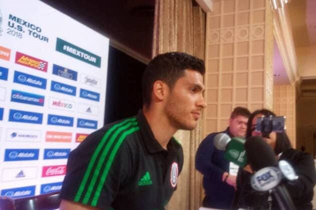 WM 2018, Pressekonferenz Nationalteam Mexiko May 25, 2018 - EUM20180525DEP09.JPG.CALIFORNIA, EU. SoccerFutbol-Seleccion Mexicana.- 25 de mayo de 2018. Raul Jimenez, seleccionado mexicano atiende a medios en conferencia de prensa previo a su encuentro con Gales, como parte de la preparacion para el Mundial de Rusia 2018. Foto: Agencia EL UNIVERSALDaniel BlumrosenMAVC Latin News: May 25, 2018  - ZUMAu78_ 20180525_zaf_u78_529 Copyright: xElxUniversalx
