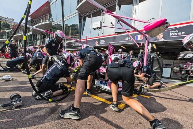 Hustle in the box at Sahara Force India F1 Team Grand Prix of Monaco 2018 Race Motorsport Formula 1 26 05 2018 Grand Prix of Monaco 2018 Race Motorsport Formula 1 26 05 2018 Monte Carlo Copyright: xIllman Eibner-Pressefotox EP_Illmann