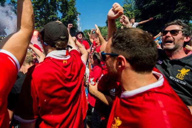 180526 Fans of Liverpool ahead of the UEFA Champions League final between Real Madrid and Liverpool on May 26, 2018 in Kyiv Photo Vegard Wivestad GRAD PICTURES NONE VG 170178  Copyright: VEGARDxWIVESTADxGR¯TT BB180526BB174