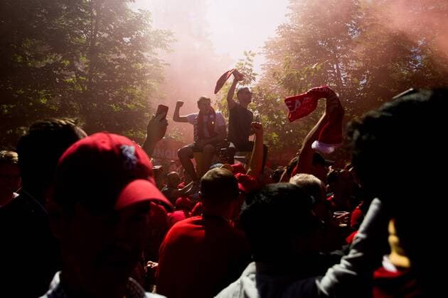 180526 Fans of Liverpool ahead of the UEFA Champions League final between Real Madrid and Liverpool on May 26, 2018 in Kyiv Photo Vegard Wivestad GRAD PICTURES NONE VG 170178  Copyright: VEGARDxWIVESTADxGR¯TT BB180526BB178