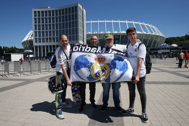 Real Madrid v Liverpool UEFA Champions League Final Real Madrid fans outside the stadium before the UEFA Champions League Final at the Olympic Stadium, Kiev Content Not Available For UK Newspapers Copyright: xPaulxChestertonx FIL-11844-0005