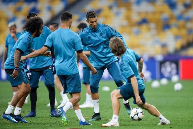 SOCCER - UEFA CL final, Liverpool vs Real, preview KIEV,UKRAINE,25.MAY.18 - SOCCER - UEFA Champions League, final, Liverpool FC vs Real Madrid CF, preview, training of Real. Image shows Cristiano Ronaldo (Madrid), Luka Modric (Madrid). GEPAxpictures xMaticxKlansek
