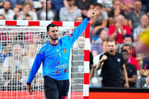 2018.05.26 Kolonia Pilka reczna Velux EHF FINAL4 Champions League Liga Mistrzow polfinal HBC Nantes - Paris Saint-Germain Handball N Z Cyril Dumoulin radosc happy Foto Pawel Andrachiewicz PressFocus 2018.05.26 Cologne Handball Velux EHF FINAL4 Champions League semifinal HBC Nantes - Paris Saint-Germain Handball Cyril Dumoulin radosc happy Photo Pawel Andrachiewicz PressFocus NEWSPIX.PL --- Newspix.pl  20180526_PF_PA064