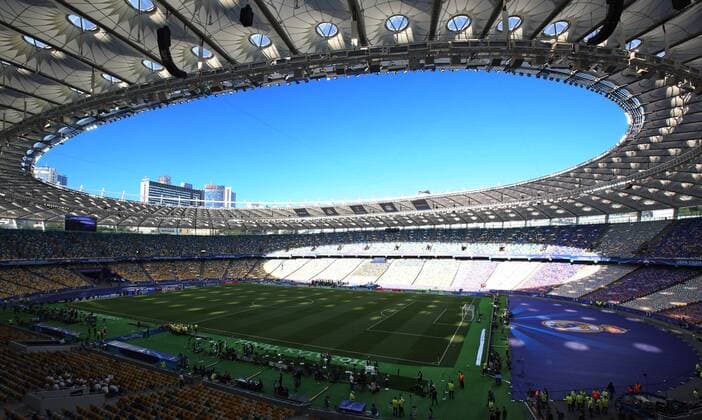 General view of the stadium during the UEFA Champions League Final match at the NSK Olimpiyskiy Stadium, Kiev. Picture date 26th May 2018. Picture credit should read: David Klein Sportimage EDITORIAL USE ONLY. No use with unauthorised audio, video, data, fixture lists, club league logos or live services. Online in-match use limited to 120 images, no video emulation. No use in betting, games or single club league player publications.