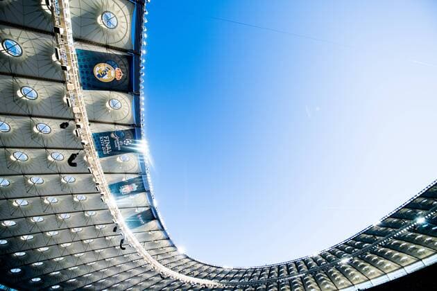 180526 General interior view of NSC Olimpiyskiy stadium ahead of the UEFA Champions League final between Real Madrid and Liverpool on May 26, 2018 in Kyiv Photo Vegard Wivestad Grott BILDBYRAN Code VG 170178  Copyright: VEGARDxWIVESTADxGRoTT BB180526BB494