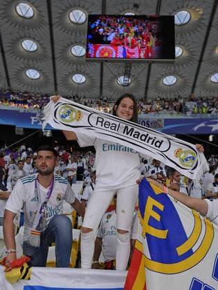 26 05 2018 Football UEFA Champions League Final 2018 Real Madrid FC Liverpool at the Olympic Stadium Kiev Ukraine Madrilenin with scarf
