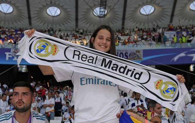 26 05 2018 Football UEFA Champions League Final 2018 Real Madrid FC Liverpool at the Olympic Stadium Kiev Ukraine Madrilenin with scarf