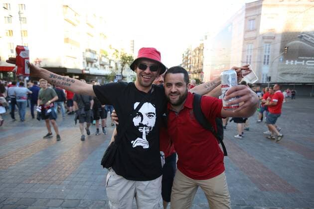 Liverpool fans make their way to the stadium during the UEFA Champions League Final match at the NSK Olimpiyskiy Stadium, Kiev. Picture date 26th May 2018. Picture credit should read: David Klein Sportimage EDITORIAL USE ONLY. No use with unauthorised audio, video, data, fixture lists, club league logos or live services. Online in-match use limited to 120 images, no video emulation. No use in betting, games or single club league player publications.