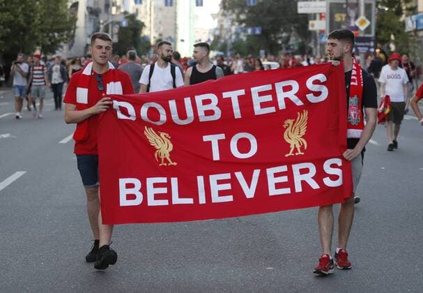 Liverpool fans make their way to the stadium during the UEFA Champions League Final match at the NSK Olimpiyskiy Stadium, Kiev. Picture date 26th May 2018. Picture credit should read: David Klein Sportimage EDITORIAL USE ONLY. No use with unauthorised audio, video, data, fixture lists, club league logos or live services. Online in-match use limited to 120 images, no video emulation. No use in betting, games or single club league player publications.