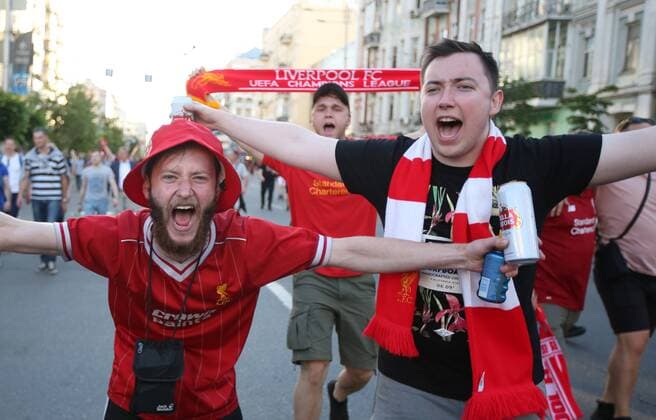 Liverpool fans make their way to the stadium during the UEFA Champions League Final match at the NSK Olimpiyskiy Stadium, Kiev. Picture date 26th May 2018. Picture credit should read: David Klein Sportimage EDITORIAL USE ONLY. No use with unauthorised audio, video, data, fixture lists, club league logos or live services. Online in-match use limited to 120 images, no video emulation. No use in betting, games or single club league player publications.