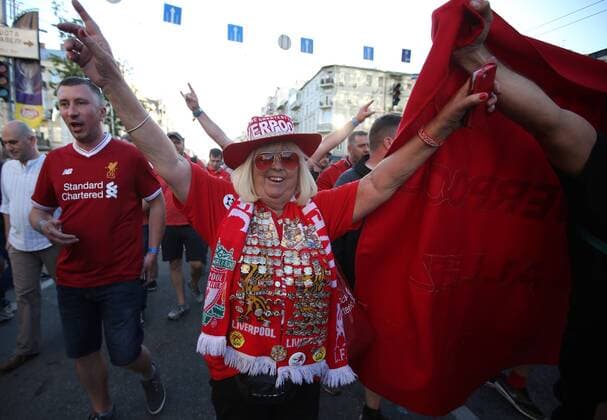 Liverpool fans make their way to the stadium during the UEFA Champions League Final match at the NSK Olimpiyskiy Stadium, Kiev. Picture date 26th May 2018. Picture credit should read: David Klein Sportimage EDITORIAL USE ONLY. No use with unauthorised audio, video, data, fixture lists, club league logos or live services. Online in-match use limited to 120 images, no video emulation. No use in betting, games or single club league player publications.