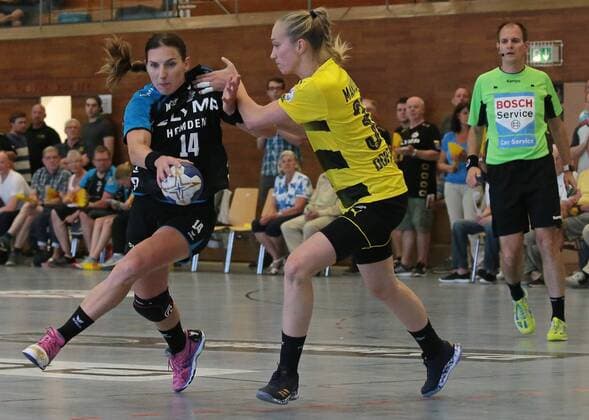 26 05 2018 Germany Bietigheim Handball Bundesliga Women 26 Gameday Matches season 2017 2018 SG BBM Bietigheim v Borussia Dortmund v l Carolina Kudlacz Gloc BBM Nadja Mansson BVB