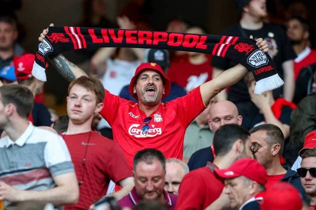 FuÃŸball, CL-Finale, Fans vor dem Spiel 26th May 2018, Kiev Olympic Stadium, Kiev, Ukraine; UEFA Champions League Final, Real Madrid versus Liverpool; Liverpool fans celebrate before the game  ActionPlus12029110 StevexFeeney