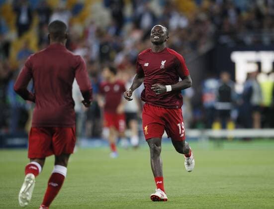 Sadio Mane of Liverpool warms up during the UEFA Champions League Final match at the NSK Olimpiyskiy Stadium, Kiev. Picture date 26th May 2018. Picture credit should read: David Klein Sportimage EDITORIAL USE ONLY. No use with unauthorised audio, video, data, fixture lists, club league logos or live services. Online in-match use limited to 120 images, no video emulation. No use in betting, games or single club league player publications.