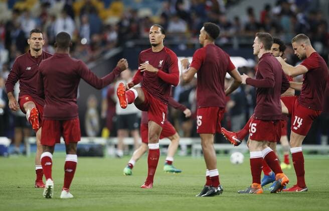 Virgil van Dijk of Liverpool warms up during the UEFA Champions League Final match at the NSK Olimpiyskiy Stadium, Kiev. Picture date 26th May 2018. Picture credit should read: David Klein Sportimage EDITORIAL USE ONLY. No use with unauthorised audio, video, data, fixture lists, club league logos or live services. Online in-match use limited to 120 images, no video emulation. No use in betting, games or single club league player publications.