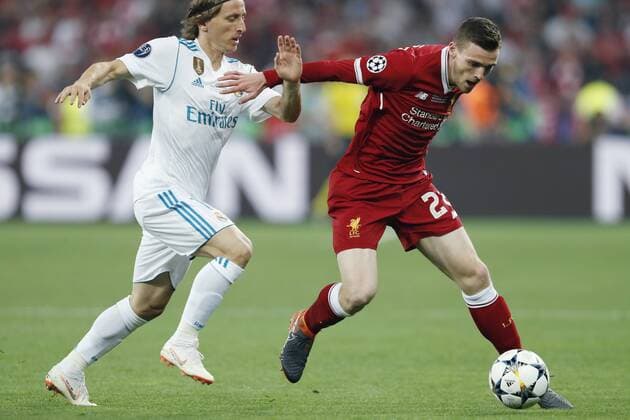 Fußball, CL Finale, Real Madrid - FC Liverpool (L-R) Luka Modric of Real Madrid, Andy Robertson of Liverpool FC during the UEFA Champions League final between Real Madrid and Liverpool on May 26, 2018 at NSC Olimpiyskiy Stadium in Kyiv, Ukraine UEFA Champions League 2017 2018 xVIxVIxImagesx xMauricexvanxSteenxIVx 11042012