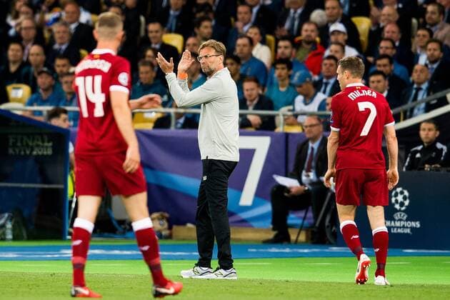 180526 Jürgen Klopp head coach of Liverpool during the UEFA Champions League final between Real Madrid and Liverpool on May 26, 2018 in Kyiv Photo Vegard Wivestad Grott BILDBYRAN Code VG 170178  Copyright: VEGARDxWIVESTADxGRoTT BB180526ZM001