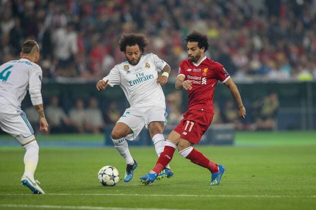 SOCCER - UEFA CL final, Liverpool vs Real, preview KIEV,UKRAINE,26.MAY.18 - SOCCER - UEFA Champions League, final, Liverpool FC vs Real Madrid CF. Image shows Marcelo (Madrid) and Mohamed Salah (Liverpool). GEPAxpictures xMaticxKlansek