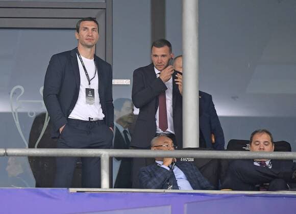 26 05 2018 Football UEFA Champions League Final 2018 Real Madrid FC Liverpool at the Olympic Stadium Kiev Ukraine v l Vitali Klitschko and Andriy Shevchenko