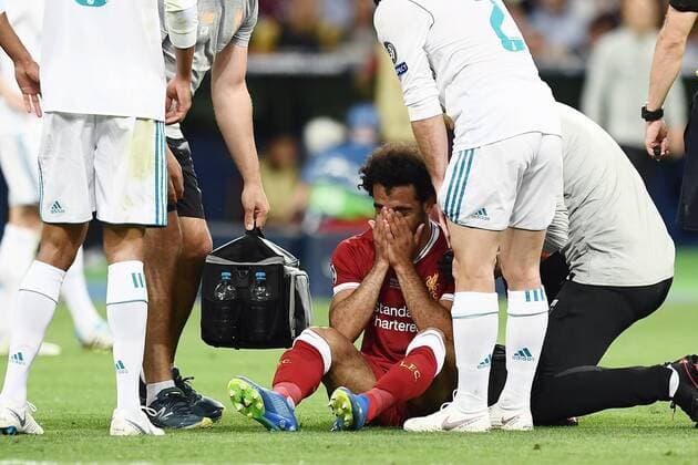 Fußball, CL Finale, Real Madrid - FC Liverpool Mg Kiev (Ucraina) 26 05 2018 - finale Champions League Real Madrid-Liverpool foto Matteo Gribaudi Image nella foto: Mohamed Salah infortunio 