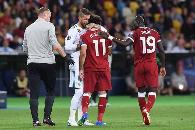 Football Champions League Final Real Madrid Liverpool on 26 05 2018 at the Olympic Stadium in Kiev Mohamed Salah Liverpool must leave injured the field xRx