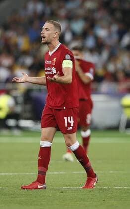 Fußball, CL Finale, Real Madrid - FC Liverpool Jordan Henderson of Liverpool rallies the players during the UEFA Champions League Final match at the NSK Olimpiyskiy Stadium, Kiev. Picture date 26th May 2018. Picture credit should read: David Klein Sportimage EDITORIAL USE ONLY. No use with unauthorised audio, video, data, fixture lists, club league logos or live services. Online in-match use limited to 120 images, no video emulation. No use in betting, games or single club league player publications.