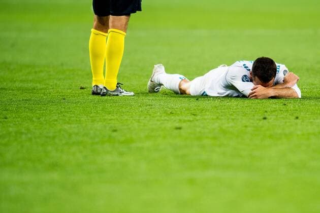 180526 Dani Carvajal or Real Madrid with an injury during the UEFA Champions League final between Real Madrid and Liverpool on May 26, 2018 in Kyiv Photo Vegard Wivestad Grott BILDBYRAN Code VG 170178  Copyright: VEGARDxWIVESTADxGRoTT BB180526ZB010