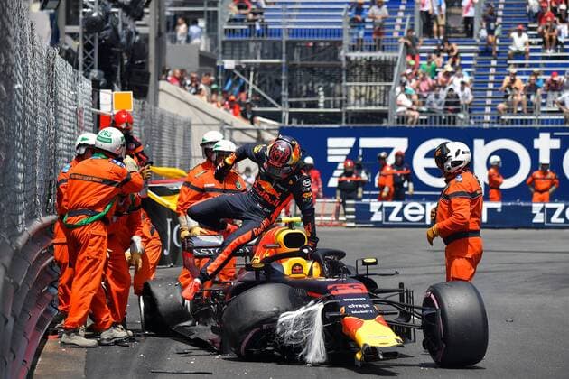 Crash Max Verstappen Red Bull Racing formula 1 GP Monaco 26 05 2018 Photo mspb Jean Petin Crash Max Verstappen formula 1 GP Monaco 2018