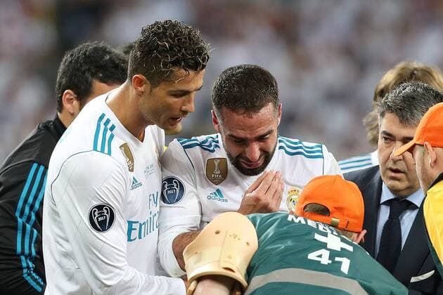Real Madrid v Liverpool UEFA Champions League Final Daniel Carvajal of Real Madrid has to leave the match through injury the UEFA Champions League Final at the Olympic Stadium, Kiev Content Not Available For UK Newspapers Copyright: xPaulxChestertonx FIL-11844-0046