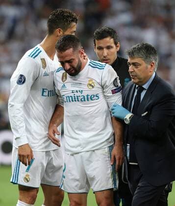 Real Madrid v Liverpool UEFA Champions League Final Daniel Carvajal of Real Madrid has to leave the match through injury the UEFA Champions League Final at the Olympic Stadium, Kiev Content Not Available For UK Newspapers Copyright: xPaulxChestertonx FIL-11844-0049