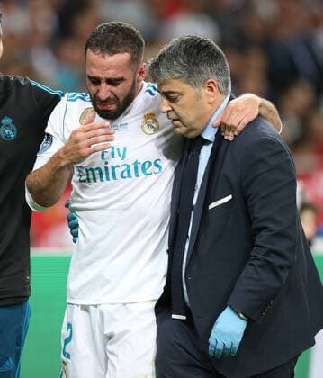 Real Madrid v Liverpool UEFA Champions League Final Daniel Carvajal of Real Madrid has to leave the match through injury the UEFA Champions League Final at the Olympic Stadium, Kiev Content Not Available For UK Newspapers Copyright: xPaulxChestertonx FIL-11844-0053