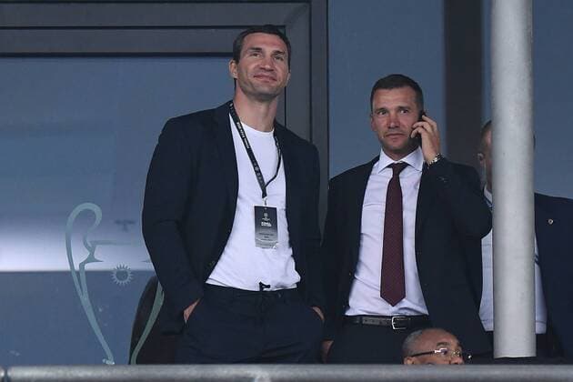 Football Champions League Final Real Madrid Liverpool on 26 05 2018 at the Olympic Stadium in Kiev Vitali Klitschko left Andriy Shevchenko right xRx