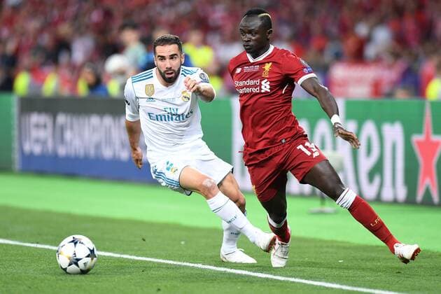 Football Champions League Final Real Madrid Liverpool on 26 05 2018 at the Olympic Stadium in Kiev Dani Carvajal Madrid left Sadio Mane Liverpool right xRx