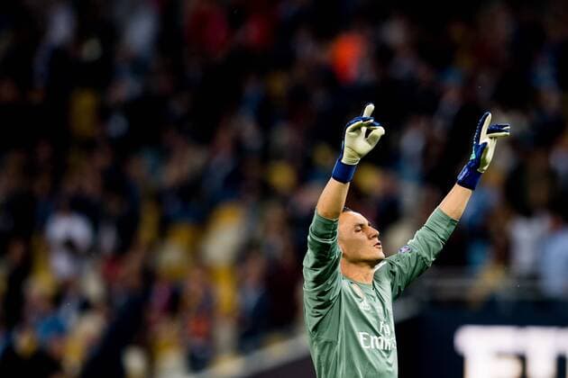 180526 Goalkeeper Keylor Navas or Real Madrid celebrates after 1 0 during the UEFA Champions League final between Real Madrid and Liverpool on May 26, 2018 in Kyiv Photo Vegard Wivestad Grott BILDBYRAN Code VG 170178  Copyright: VEGARDxWIVESTADxGRoTT BB180526ZJ007