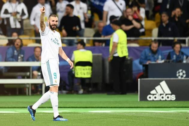 Fußball, CL Finale, Real Madrid - FC Liverpool Mg Kiev (Ucraina) 26 05 2018 - finale Champions League Real Madrid-Liverpool foto Matteo Gribaudi Image nella foto: esultanza gol Karim Benzema 