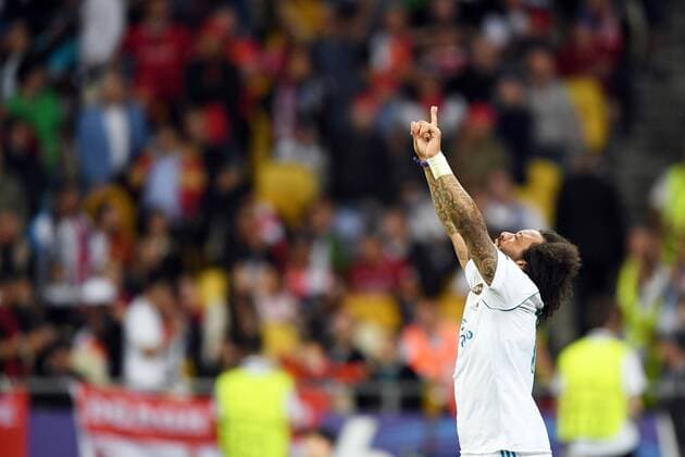 Fußball, CL Finale, Real Madrid - FC Liverpool 2018.05.26 Kijow Kiev Pilka nozna Liga Mistrzow Final Sezon 2017 2018 Real Madryt - Liverpool FC N z Marcelo radosc Foto Rafal Oleksiewicz PressFocus 2018.05.26 Kijow Kiev Football Champions League Final Season 2017 2018 Marcelo radosc Credit: Rafal Oleksiewicz PressFocus NEWSPIX.PL --- Newspix.pl  20180526PF_RO0116