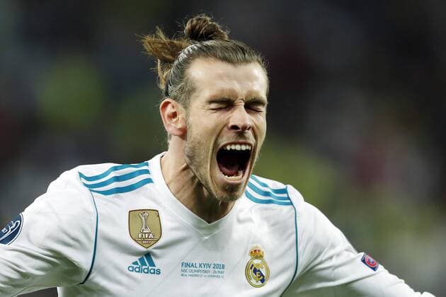 (L-R) Gareth Bale of Real Madrid during the UEFA Champions League final between Real Madrid and Liverpool on May 26, 2018 at NSC Olimpiyskiy Stadium in Kyiv, Ukraine UEFA Champions League 2017 2018 xVIxVIxImagesx xMauricexvanxSteenxIVx 11043405
