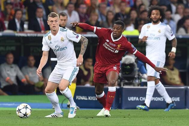 Football Champions League Final Real Madrid Liverpool FC on 26 05 2018 at the Olympic Stadium in Kiev Toni Kroos Madrid left Georginio Wijnaldum Liverpool right xRx